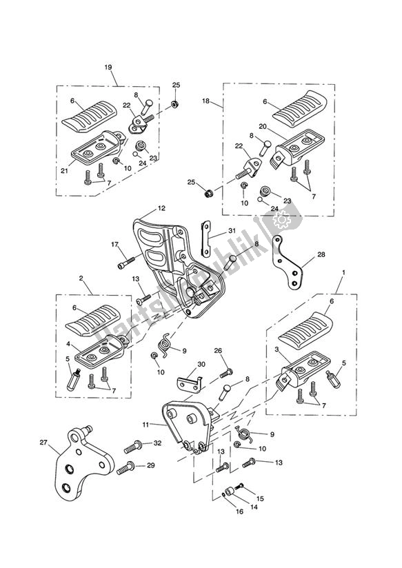 Todas las partes para Footrests & Control Plates de Triumph Tiger 955I VIN: 198875 > 2005 - 2006