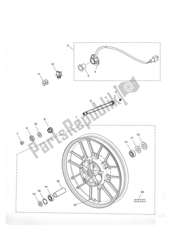 Toutes les pièces pour le Roue Avant du Triumph Tiger 955I VIN: 198875 > 2005 - 2006