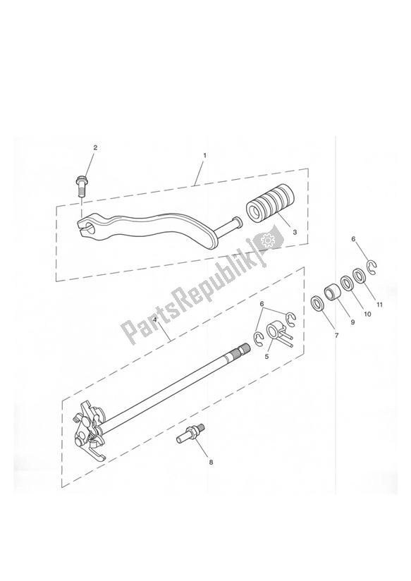 All parts for the Gear Change Mechanism/pedal of the Triumph Tiger 955I VIN: 198875 > 2005 - 2006