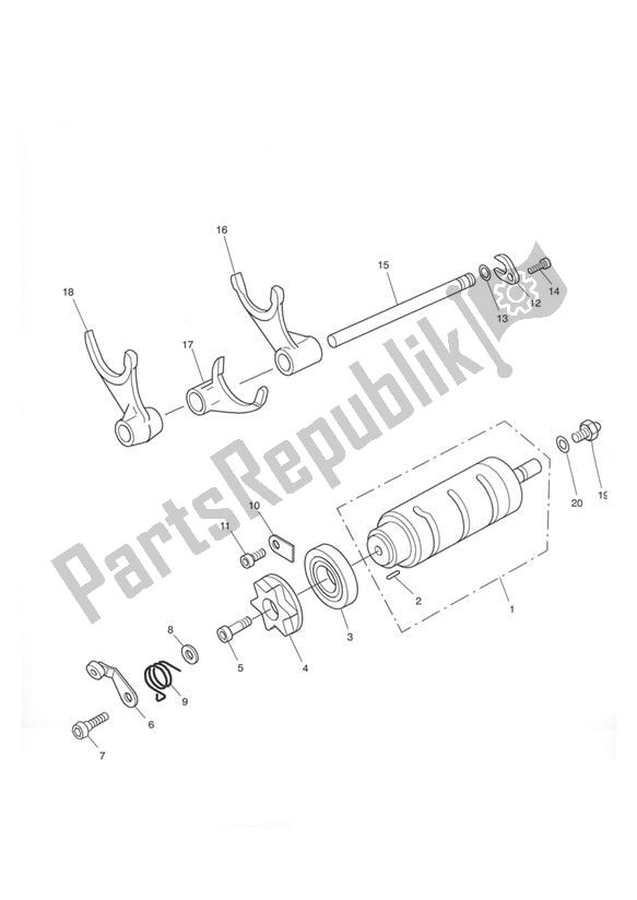 Todas las partes para Tambor Selector De Marchas de Triumph Tiger 955I VIN: 198875 > 2005 - 2006