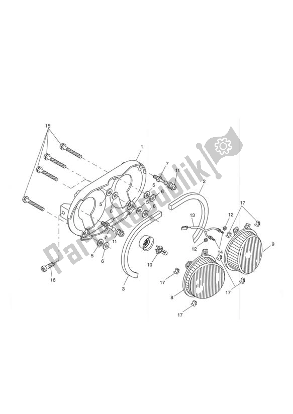 All parts for the Headlamps of the Triumph Tiger 955I VIN: 198875 > 2005 - 2006