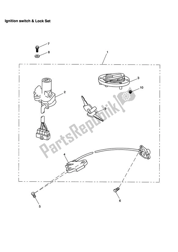 All parts for the Ignition Switch & Lock Set of the Triumph Tiger 955I VIN: 198875 > 2005 - 2006