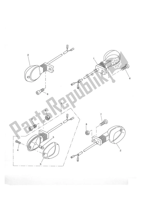 All parts for the Indicators of the Triumph Tiger 955I VIN: 198875 > 2005 - 2006