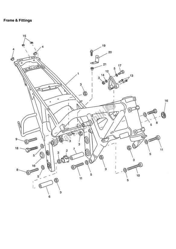 Toutes les pièces pour le Cadre Principal Et Raccords du Triumph Tiger 955I VIN: 198875 > 2005 - 2006