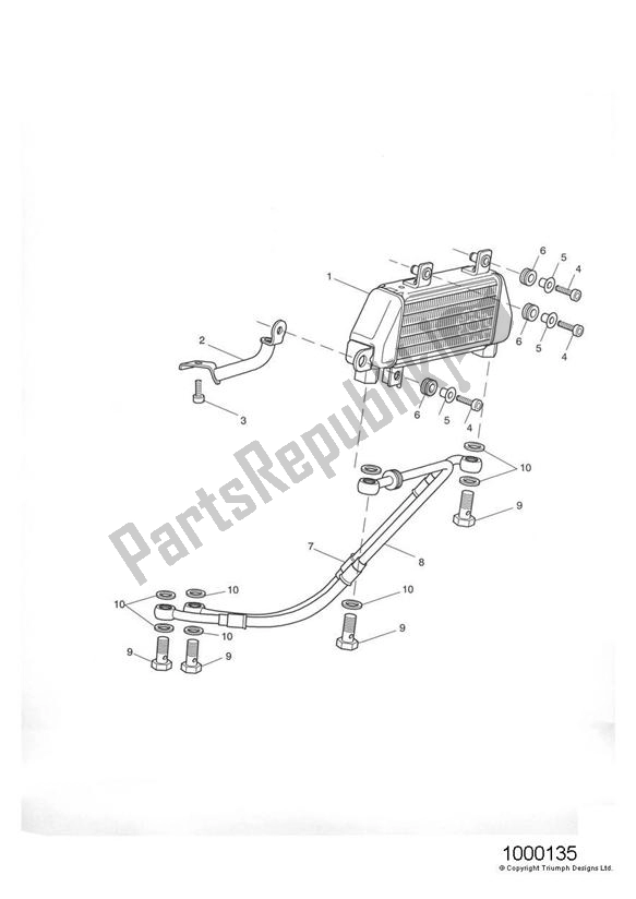 All parts for the Oil Cooler of the Triumph Tiger 955I VIN: 198875 > 2005 - 2006