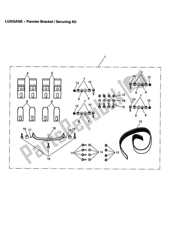 All parts for the Pannier Bracket / Securing Kit of the Triumph Tiger 955I VIN: 198875 > 2005 - 2006