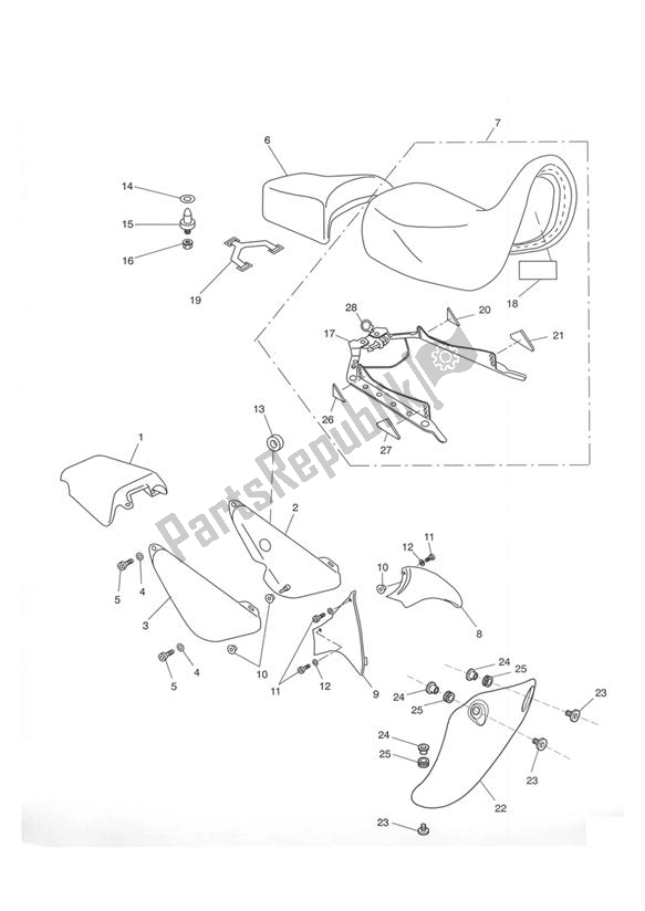All parts for the Rear Bodywork & Seat of the Triumph Tiger 955I VIN: 198875 > 2005 - 2006