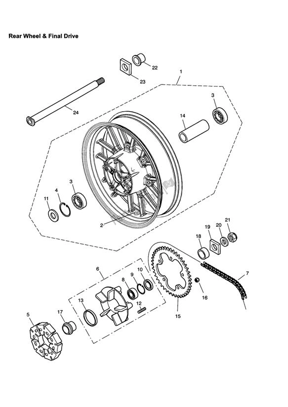 Toutes les pièces pour le Roue Arrière Et Transmission Finale du Triumph Tiger 955I VIN: 198875 > 2005 - 2006