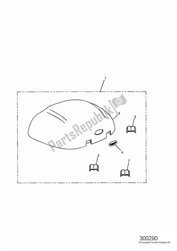 All parts for the Top Box Lid Kit of the Triumph Tiger 955I VIN: 198875 > 2005 - 2006