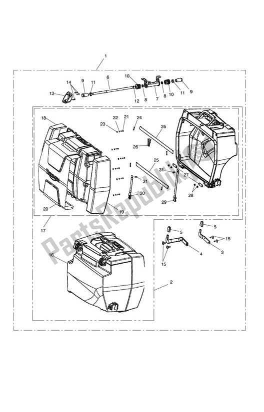 Alle onderdelen voor de 2 Box Pannier Kit, Touring van de Triumph Tiger Explorer 1215 2012 - 2016