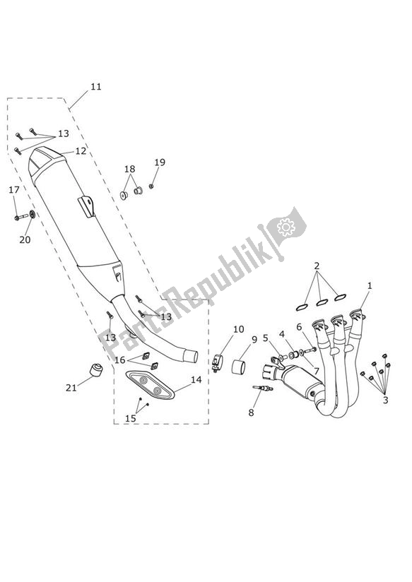 Alle onderdelen voor de Uitlaatsysteem van de Triumph Tiger Explorer 1215 2012 - 2016