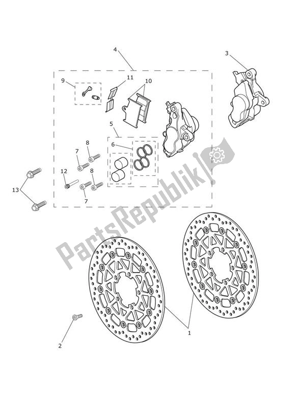 Todas las partes para Pinza De Freno Delantero Y Discos de Triumph Tiger Explorer 1215 2012 - 2016