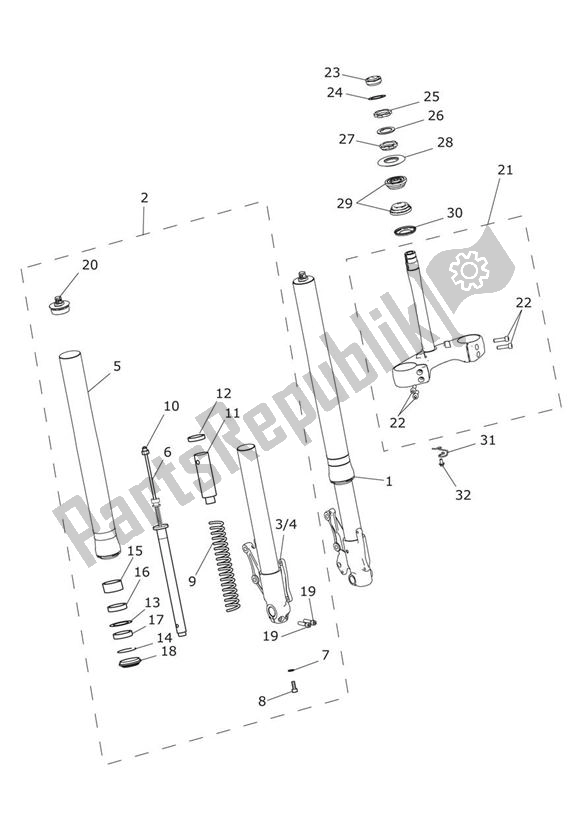All parts for the Front Forks & Yokes of the Triumph Tiger Explorer 1215 2012 - 2016