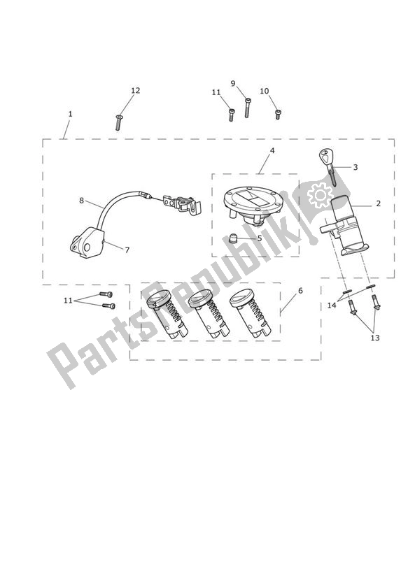 All parts for the Ignition Switch & Lock Set of the Triumph Tiger Explorer 1215 2012 - 2016