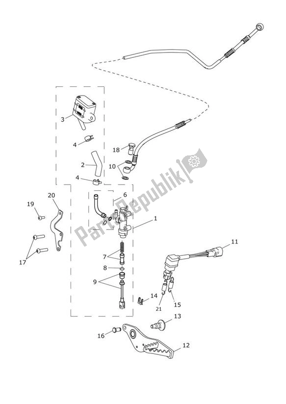 Todas las partes para Freno Trasero Cilindro Maestro, Depósito Y Pedal de Triumph Tiger Explorer 1215 2012 - 2016