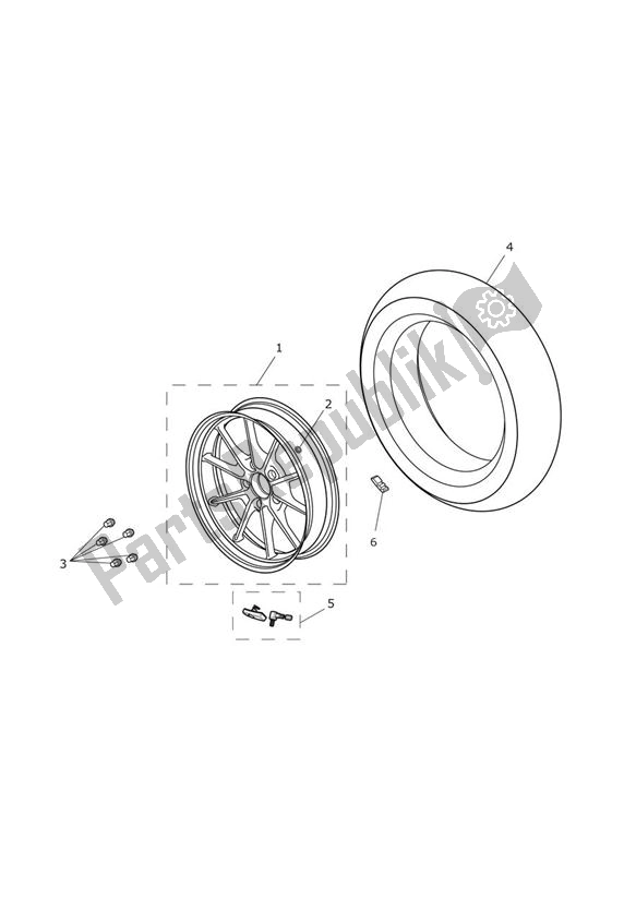 Alle onderdelen voor de Achterwiel van de Triumph Tiger Explorer 1215 2012 - 2016