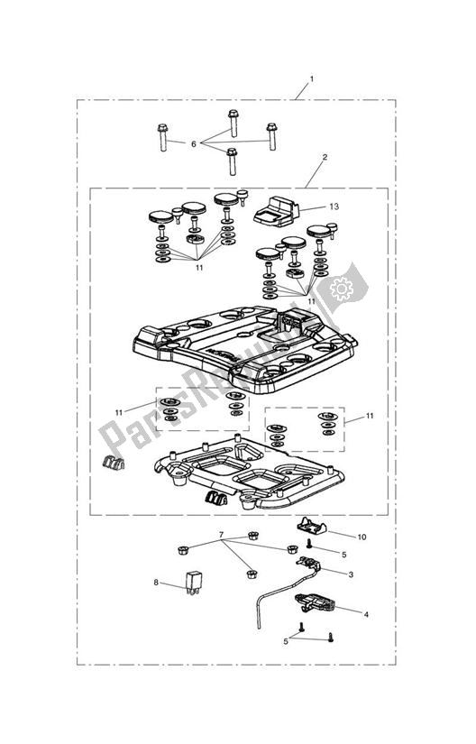 All parts for the Sliding Carriage Kit of the Triumph Tiger Explorer 1215 2012 - 2016