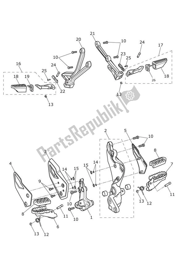 Todas as partes de Apoios Para Os Pés E Montagens do Triumph Tiger Explorer XC 1215 2013 - 2016