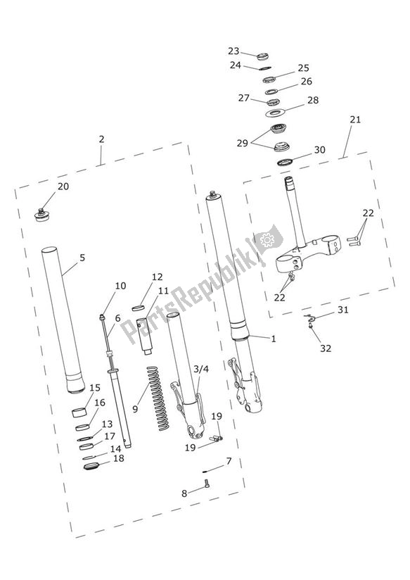 All parts for the Front Forks & Yokes of the Triumph Tiger Explorer XC 1215 2013 - 2016