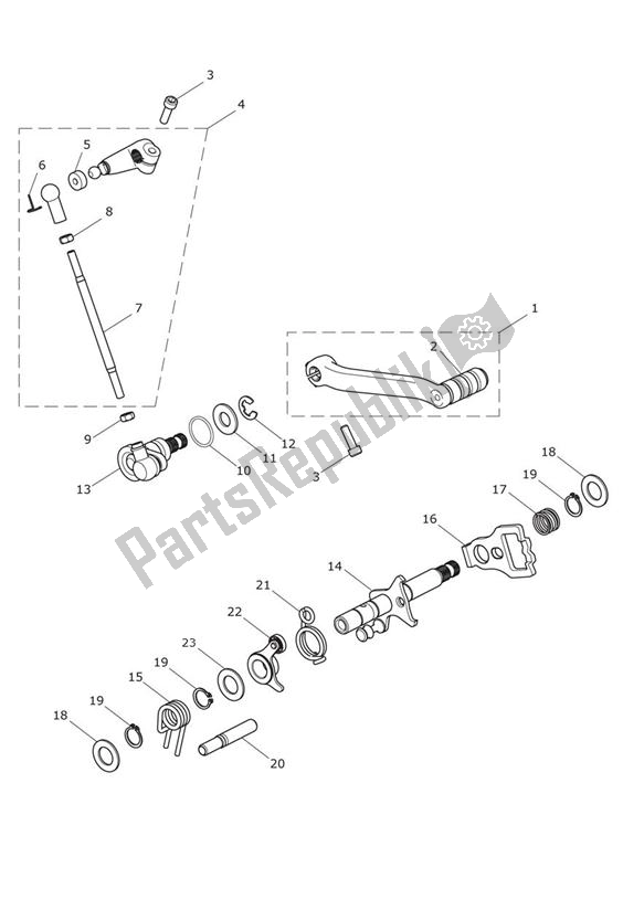 All parts for the Gear Change Mechanism of the Triumph Tiger Explorer XC 1215 2013 - 2016