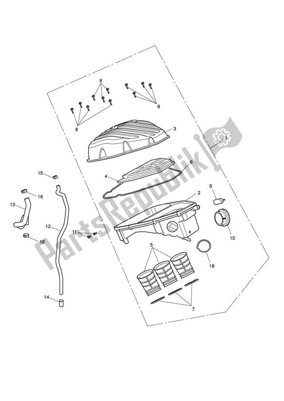 All parts for the Airbox of the Triumph Tiger Sport 1215 2013 - 2016