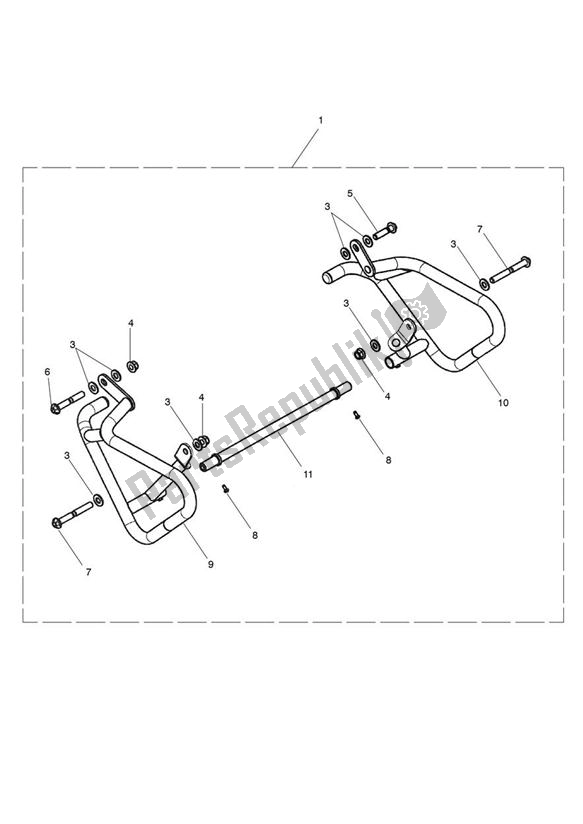 All parts for the Engine Dresser Bars Kit of the Triumph Tiger Sport 1215 2013 - 2016