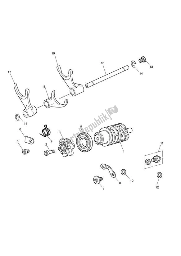 All parts for the Gear Selector Drum of the Triumph Tiger Sport 1215 2013 - 2016