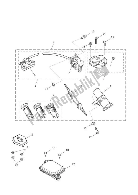 Todas las partes para Interruptor De Encendido Y Juego De Cerradura de Triumph Tiger Sport 1215 2013 - 2016