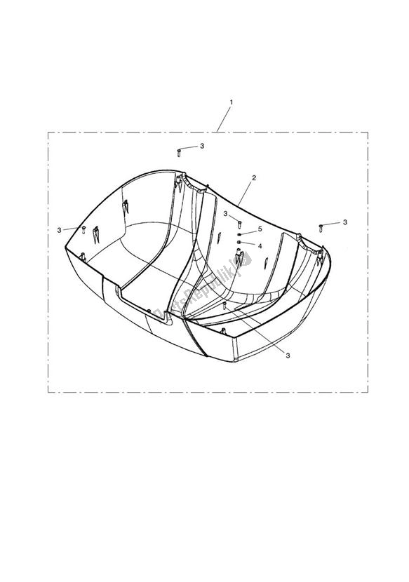 All parts for the Lid Cover Kit, Top Box, Colour of the Triumph Tiger Sport 1215 2013 - 2016