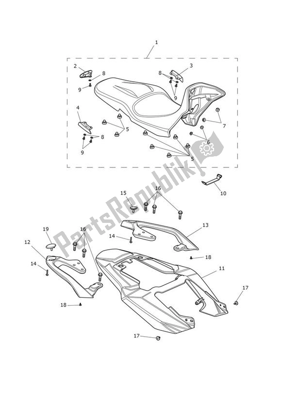 All parts for the Rear Bodywork & Seat of the Triumph Tiger Sport 1215 2013 - 2016