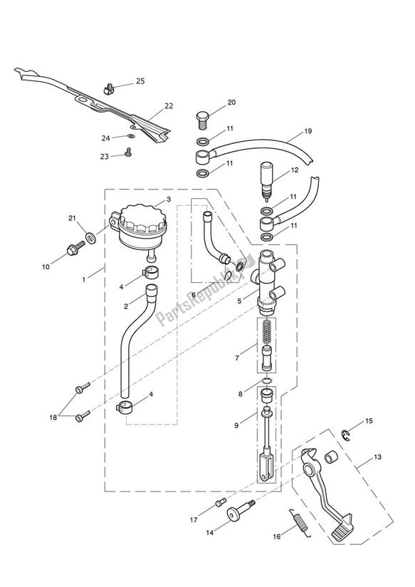 Todas las partes para Freno Trasero Cilindro Maestro, Depósito Y Pedal de Triumph Tiger Sport 1215 2013 - 2016