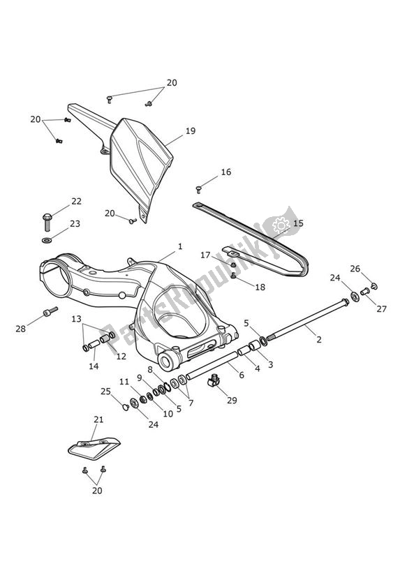 All parts for the Rear Swingarm of the Triumph Tiger Sport 1215 2013 - 2016