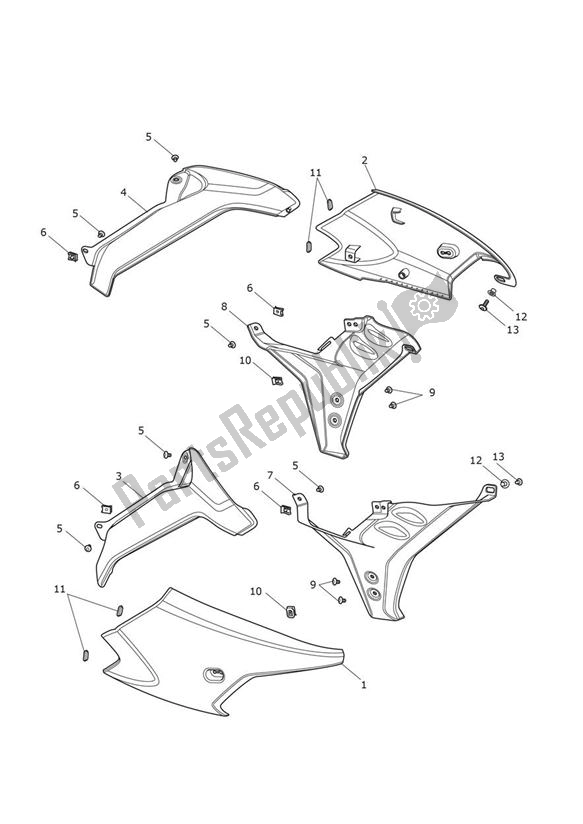 All parts for the Side Fairings of the Triumph Tiger Sport 1215 2013 - 2016