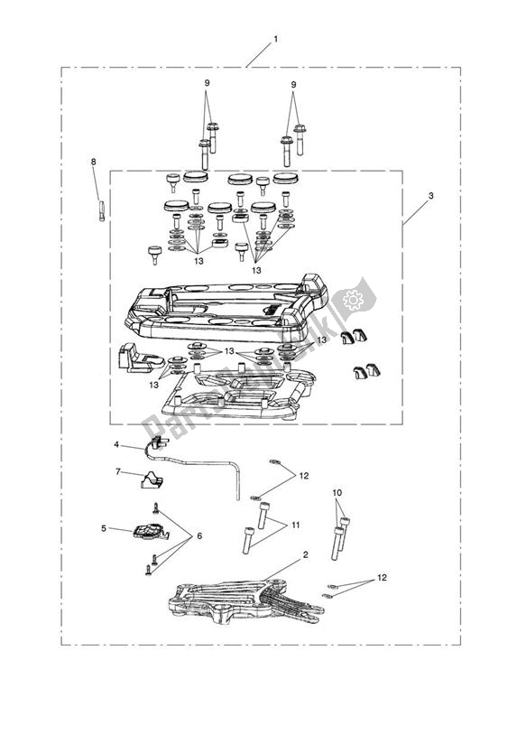 All parts for the Sliding Carriage Rack Kit of the Triumph Tiger Sport 1215 2013 - 2016