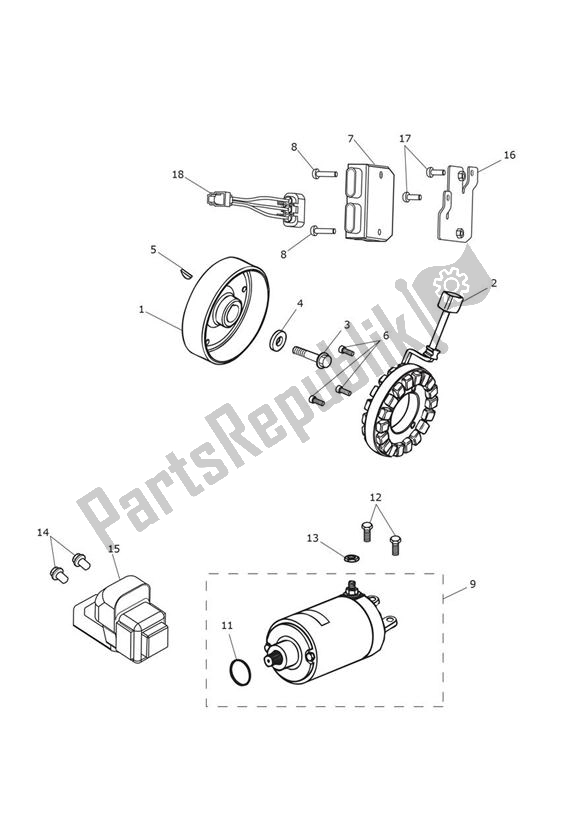 Alle onderdelen voor de Starter & Dynamo van de Triumph Tiger Sport 1215 2013 - 2016