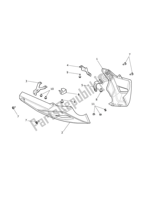 Alle onderdelen voor de Bellypan van de Triumph Tiger Sport 1215 2013 - 2016