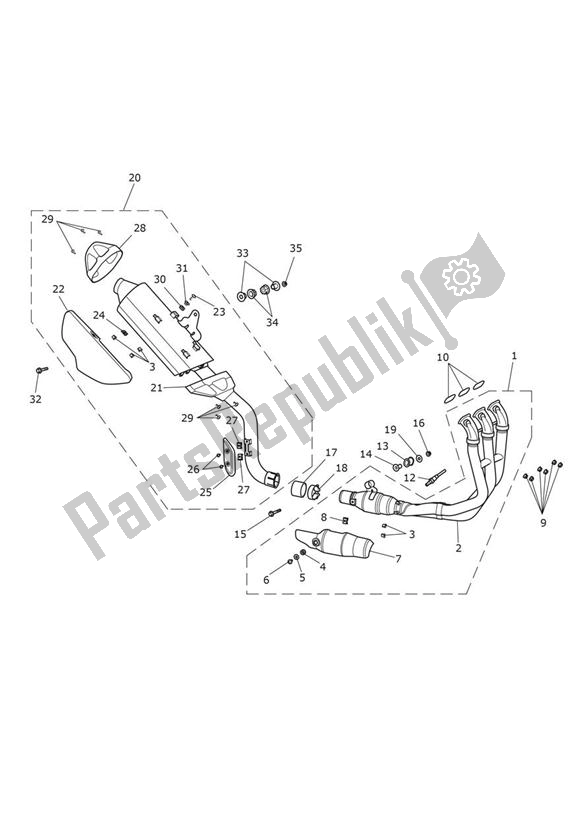 All parts for the Exhaust System of the Triumph Tiger Sport 1215 2013 - 2016