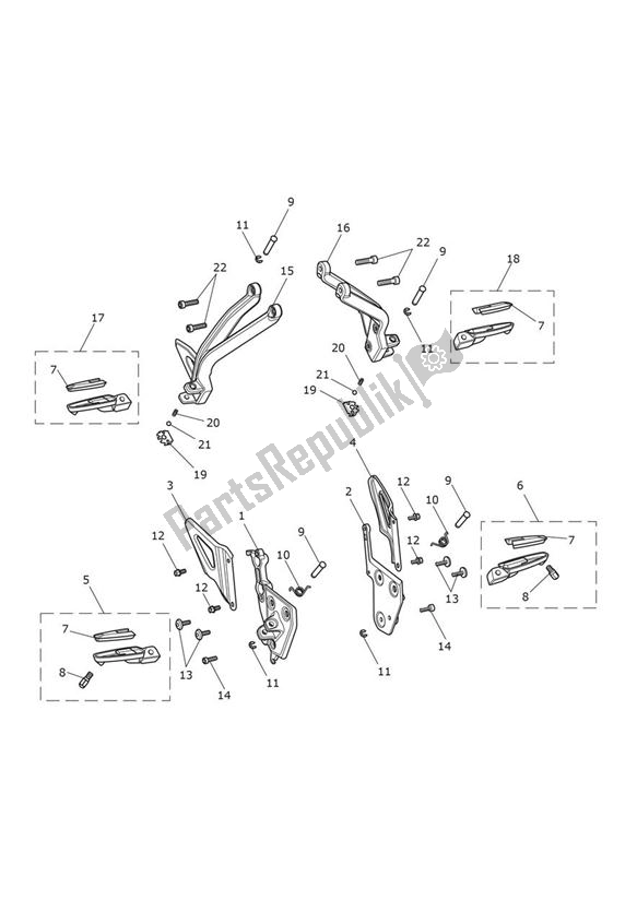 All parts for the Footrests & Mountings of the Triumph Tiger Sport 1215 2013 - 2016