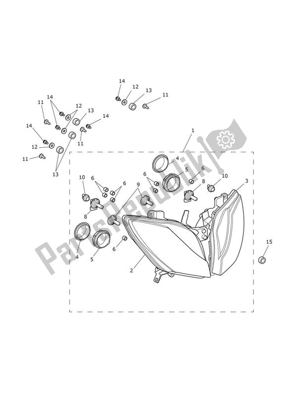 All parts for the Headlight Assembly of the Triumph Tiger Sport 1215 2013 - 2016