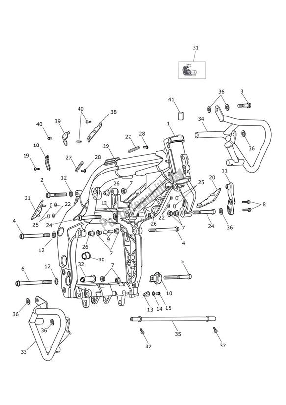 Alle onderdelen voor de Hoofdframe & Toebehoren van de Triumph Tiger Sport 1215 2013 - 2016