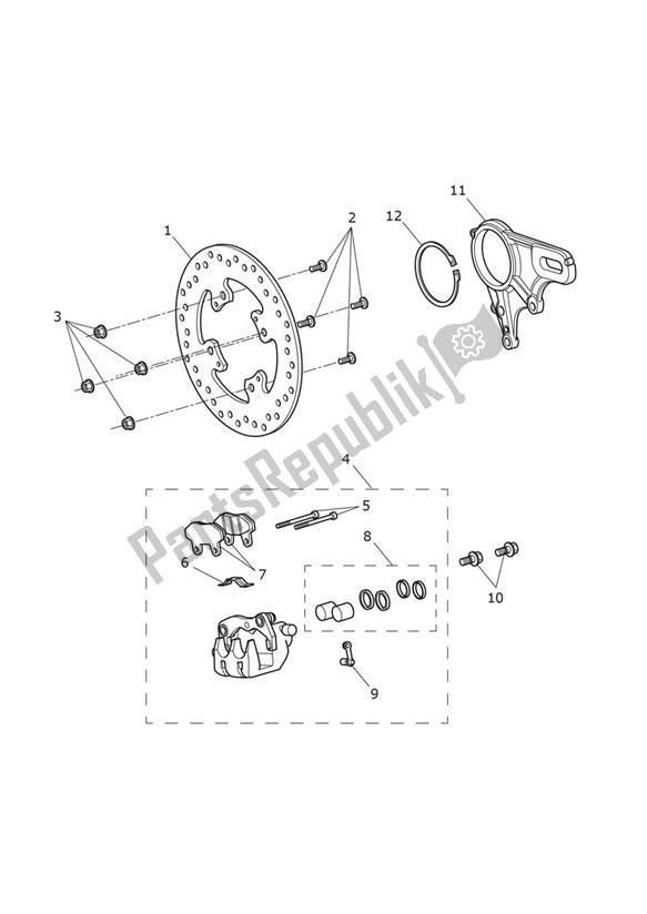 All parts for the Rear Brake & Disc of the Triumph Tiger Sport 1215 2013 - 2016