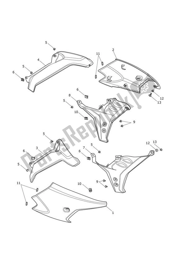 Alle onderdelen voor de Side Fairings van de Triumph Tiger Sport 1215 2013 - 2016