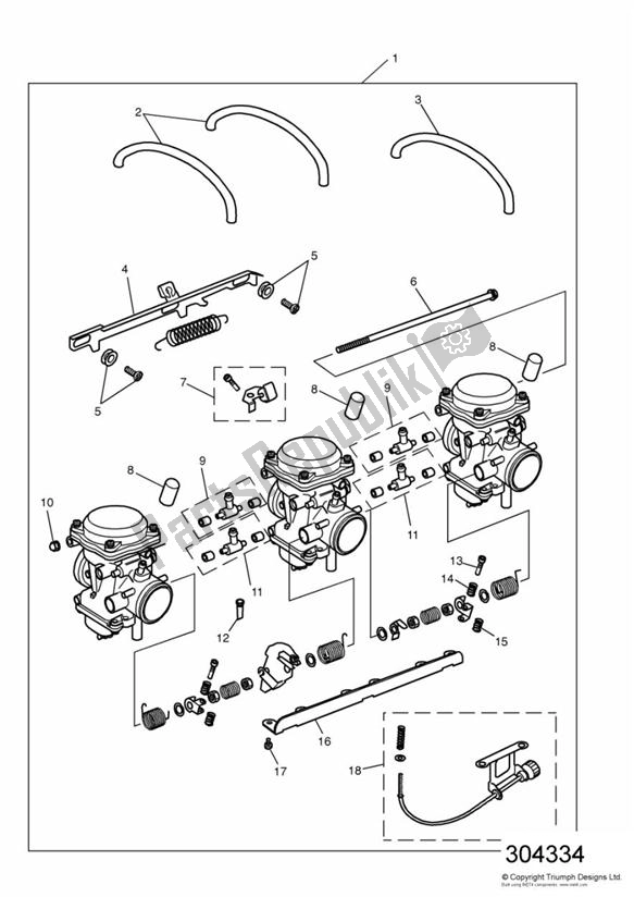 Todas as partes de Carburettors All Markets Except Us Cal Eng No 55881 > do Triumph Trident 750 1992 - 1995