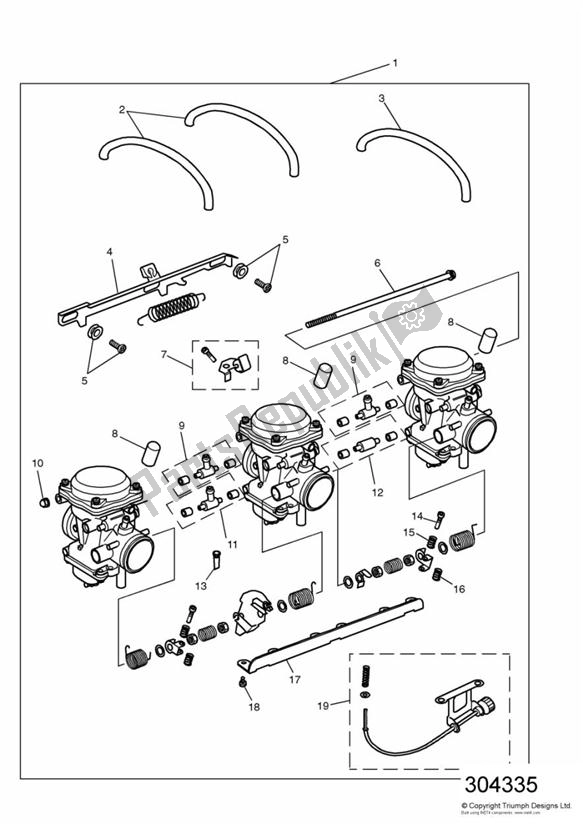 Alle onderdelen voor de Carburettors Us California Models Only Eng No 55616 > van de Triumph Trident 750 1992 - 1995
