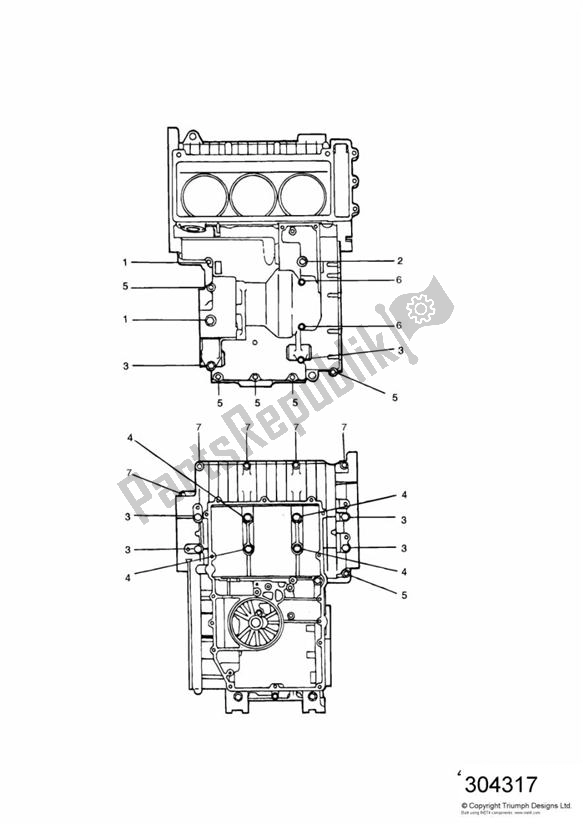 Toutes les pièces pour le Crankcase Fixings 9873 > du Triumph Trident 750 1992 - 1995