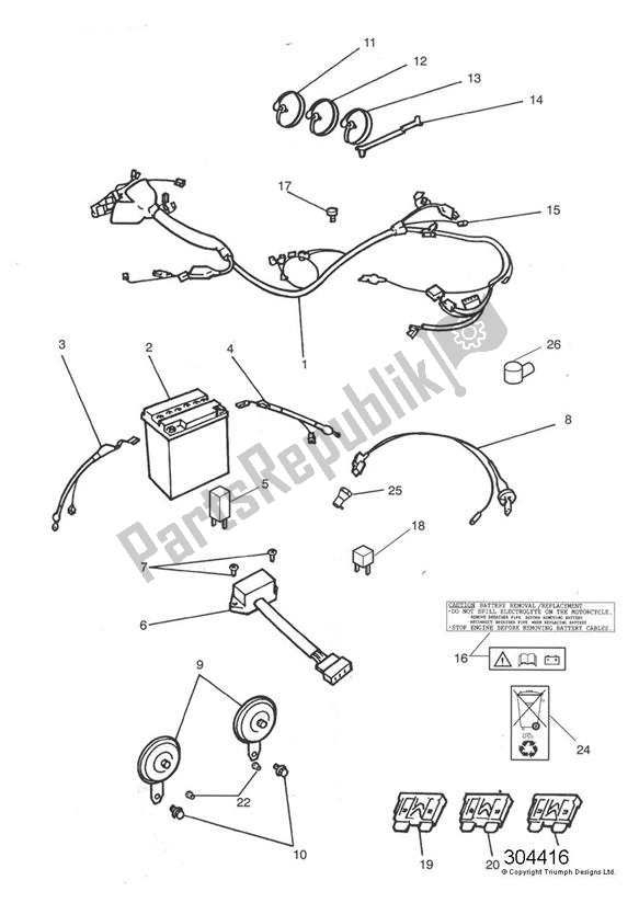 Toutes les pièces pour le équipement électrique du Triumph Trident 750 1992 - 1995