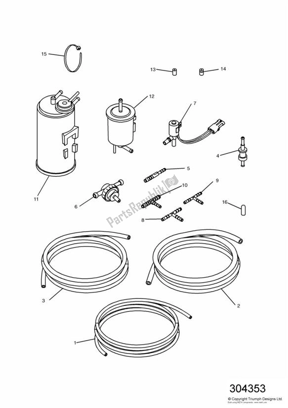 Toutes les pièces pour le Evaporative Loss Equipment Us California Models Only du Triumph Trident 750 1992 - 1995