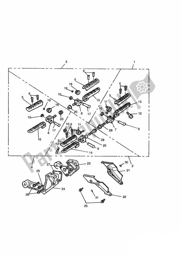 Toutes les pièces pour le Repose-pieds Et Fixations du Triumph Trident 750 1992 - 1995
