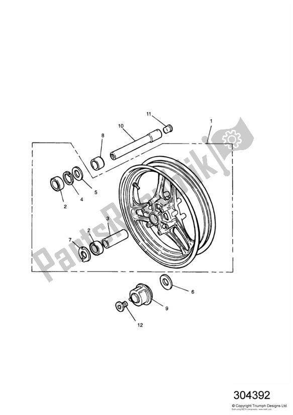 Todas as partes de Roda Da Frente do Triumph Trident 750 1992 - 1995