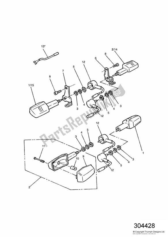 Todas las partes para Indicadores de Triumph Trident 750 1992 - 1995